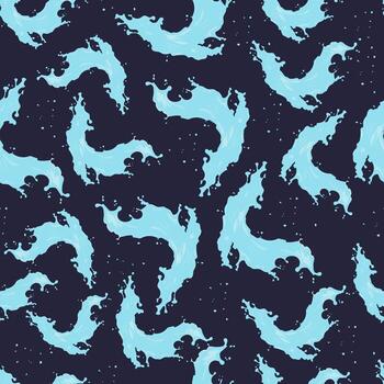 un vibrante sin costura modelo con dinámica agua salpicaduras en un oscuro antecedentes. vector