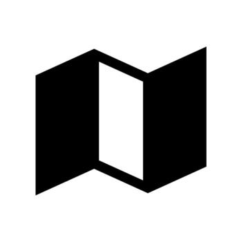 A bold solid icon representing multiple layered maps or folded paper navigation. vector