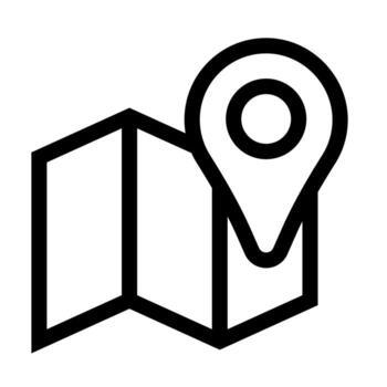 An outline symbol of a map sheet with a defined pin point. vector