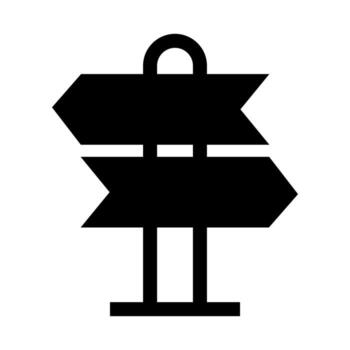 A solid icon of a triangular direction pointer or marker. vector