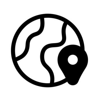 A second filled graphic depicting the earth globe with a pin. vector