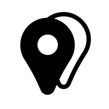 A solid icon of a pin with overlapping circles, representing multiple locations. vector