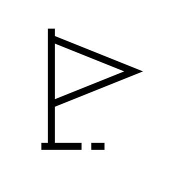 A second linear graphic depicting a triangular flag on a pole. vector