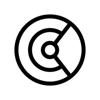 A second linear graphic depicting a circular radar with scanning line. vector
