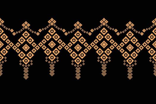 Cross stitch abstract retro pixel pattern black wallpaper color art. vector