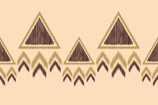 Design of ikat pattern brown cream background color ethnic art fabric. vector
