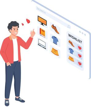 Person using a digital shopping interface vector