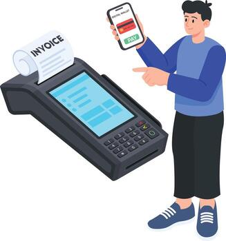 man using digital wallet for payment vector