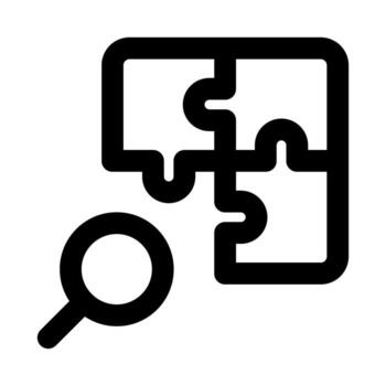 rompecabezas buscar icono, interactivo contorno para problema resolviendo y descubrimiento. vector