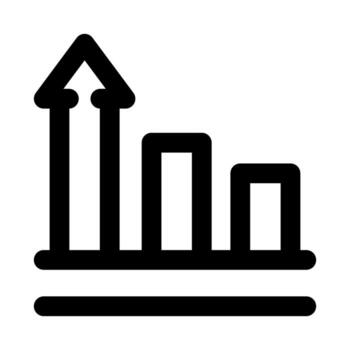 Growing Stats Chart Arrow Icon, Dynamic Outline for Data and Progress. vector