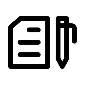 encuesta, información, prueba, bolígrafo, papel íconos con plano mínimo contorno diseño para formas vector