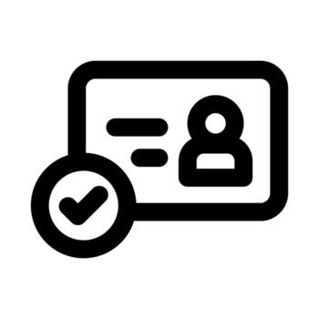 Verified ID Card Security Icon Minimal Flat Outline for Identity and Access vector