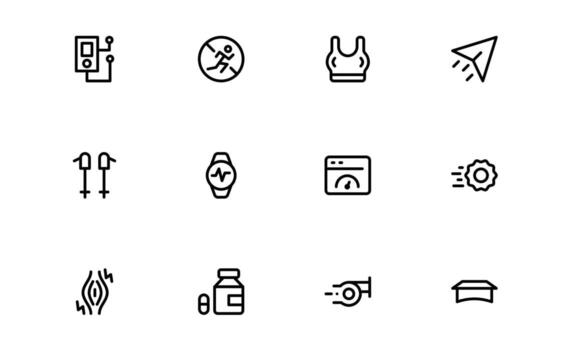 Creative Running and Speed Icons with Flat Minimal Outline Design for Sports and Motion vector