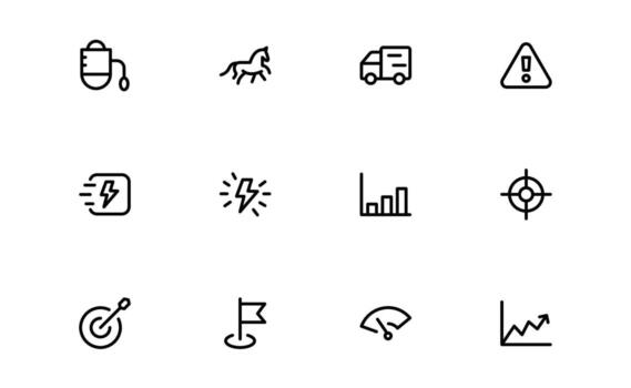 Running and Speed Icons with Flat Minimal Outline Design for Fitness and Motion vector