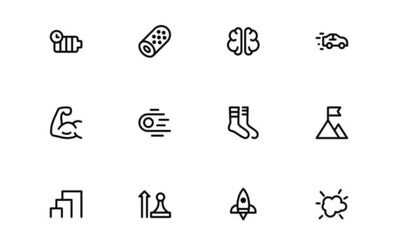 Professional Running and Speed Icons with Flat Minimal Outline Design for Athletics vector