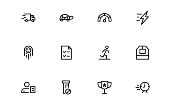 Minimalist Running and Speed Icons with Flat Outline Design for Fitness and Motion vector