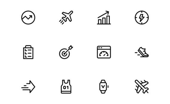 Unique Running and Speed Icons with Flat Minimal Outline Design for Fitness and Motion vector