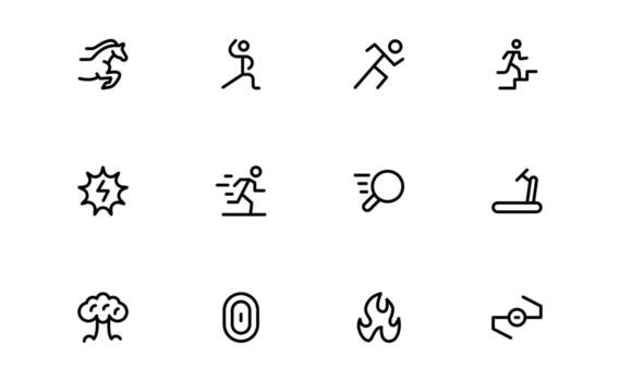Fast Running and Speed Icons with Flat Minimal Outline Design for Athletic Action vector