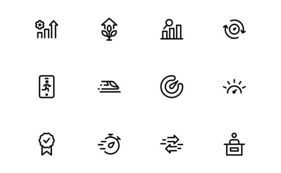 Minimal Running and Speed Icons with Flat Outline Design for Motion and Fitness vector