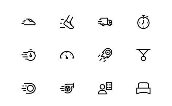 Running and Speed Icons with balanced flat design for sports motion, athlete performance, and speed monitoring illustrations in web and mobile applications. vector