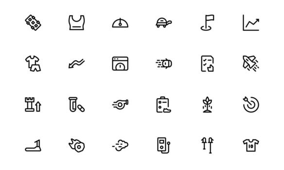 Running and Speed Icons with smooth flat outline for athletic training, running exercises, and fitness motion tracking in modern web and app dashboards. vector