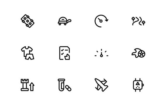 Running and Speed Icons with creative flat line art for athlete motion, sprint tracking, and fitness performance illustrations in apps and web dashboards. vector