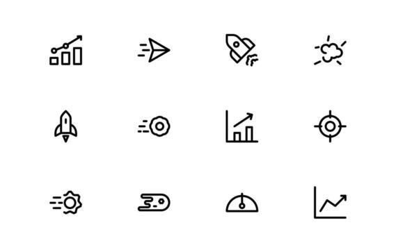 Running and Speed Icons with clean flat outline for marathon tracking, athlete exercises, and running motion illustrations for UI and UX. vector