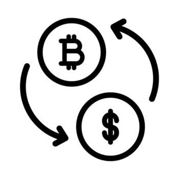 Professional crypto exchange icons with trading and conversion symbols for cryptocurrency trading platforms and fintech apps vector