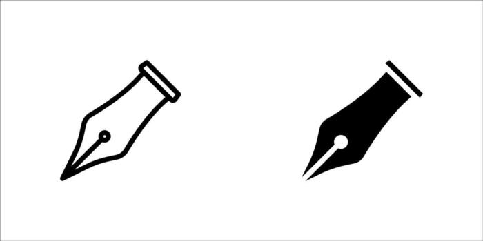 Pen nib flat icon set design with editable stroke on a white background vector