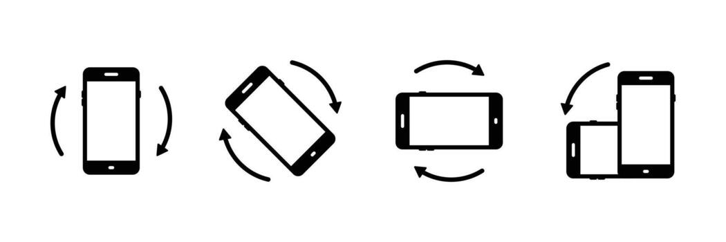 Rotate smartphone icons set. Mobile screen rotation. Horizontal and vertical rotation smartphone. Device rotation sign. Rotate Mobile phone. vector
