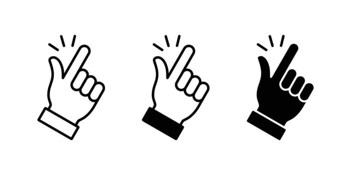 Easy to use icon with hand doing a finger snap. Finger snap set icon in flat style. Easy icon. Finger snapping click flick hand gesture sign vector