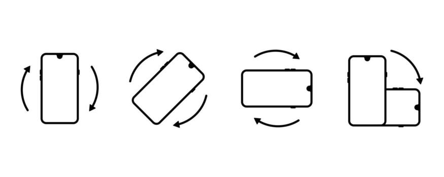 Rotate smartphone icons. Rotate smartphone icon set. Device rotation sign. Turn your phone vector