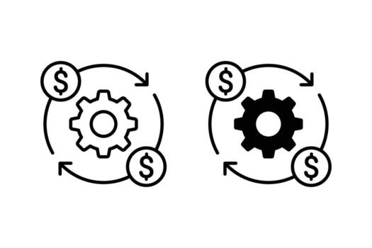 Costs optimization and production efficiency icon. Finance management icons . Money processes icon concept outline and solid symbol design. vector