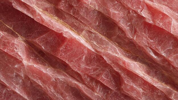 Macro texture of pink stone with gold veins. photo