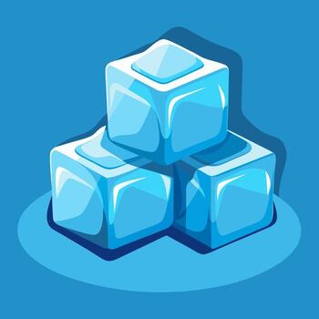 Stack of shine ice cubes. Stack of cartoon ice cubes with cracks. Cartoon illustration vector