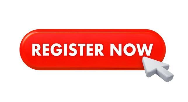 Register now button showing signup cursor clicking vector