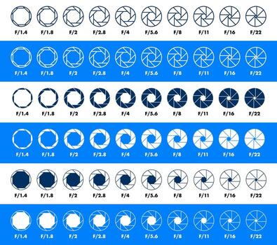 Aperture diaphragm f stop settings chart infographic vector