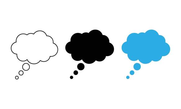 Three thought bubbles different style and color vector