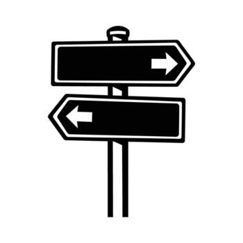 Directional signpost indicating choices and guidance for navigation and decision making in travel vector