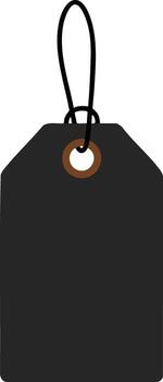 Black blank price tag with string for product labeling and retail display illustration vector