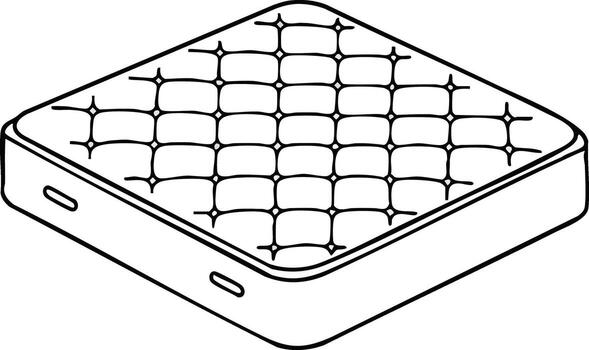 Mattress with quilted pattern in simple line art style for comfort and sleep illustration vector