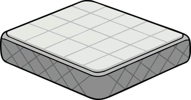 Mattress with quilted surface and padded sides illustration in simple style for bedding and furniture design vector