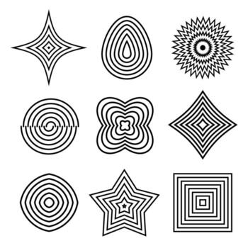 Geometric shapes with lines optical illusion vector