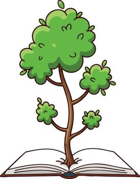 árbol creciente desde abierto libro educación y conocimiento concepto ilustración para aprendizaje y crecimiento ideas vector