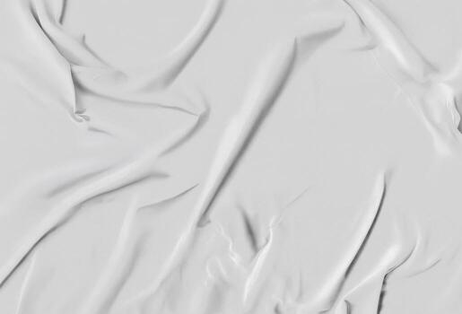 Close-up of wrinkled white fabric with delicate folds and light shadows. Minimal textured background ideal for design mockups, fashion templates, and creative presentation visuals. photo