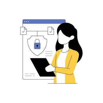 Data protection and database safety of a digital device illustration vector