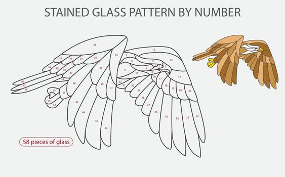 great flying eagle stained glass pattern by number, Suncatcher Pattern By Number vector