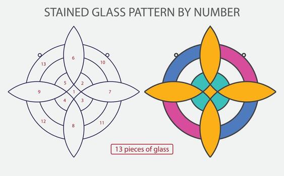 Minimalist Stained Glass Template, Triangular Circle Pattern for DIY Craft vector