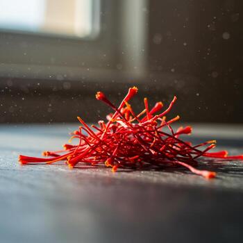 A pile of red flowers on a table photo