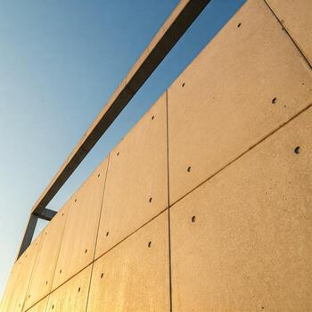 Modern abstract concrete structure in the sun photo